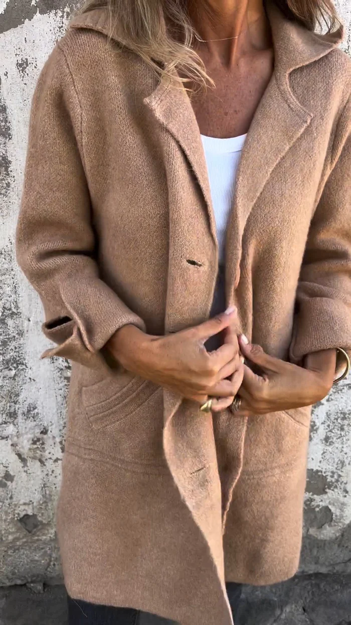 Dow - Casual long coat with lapel for fall