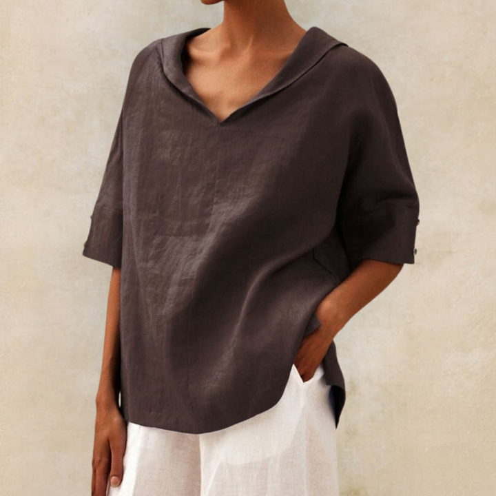 Giorgia - Women's V-Neck Casual Linen Shirt