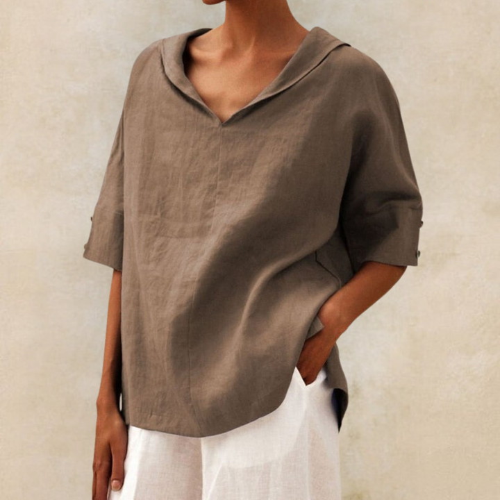 Giorgia - Women's V-Neck Casual Linen Shirt