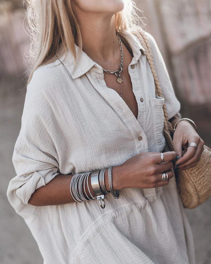 HANNAH | CHIC SHIRT DRESS IN COTTON BLEND