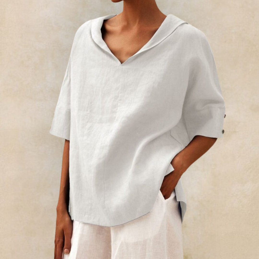 Giorgia - Women's V-Neck Casual Linen Shirt