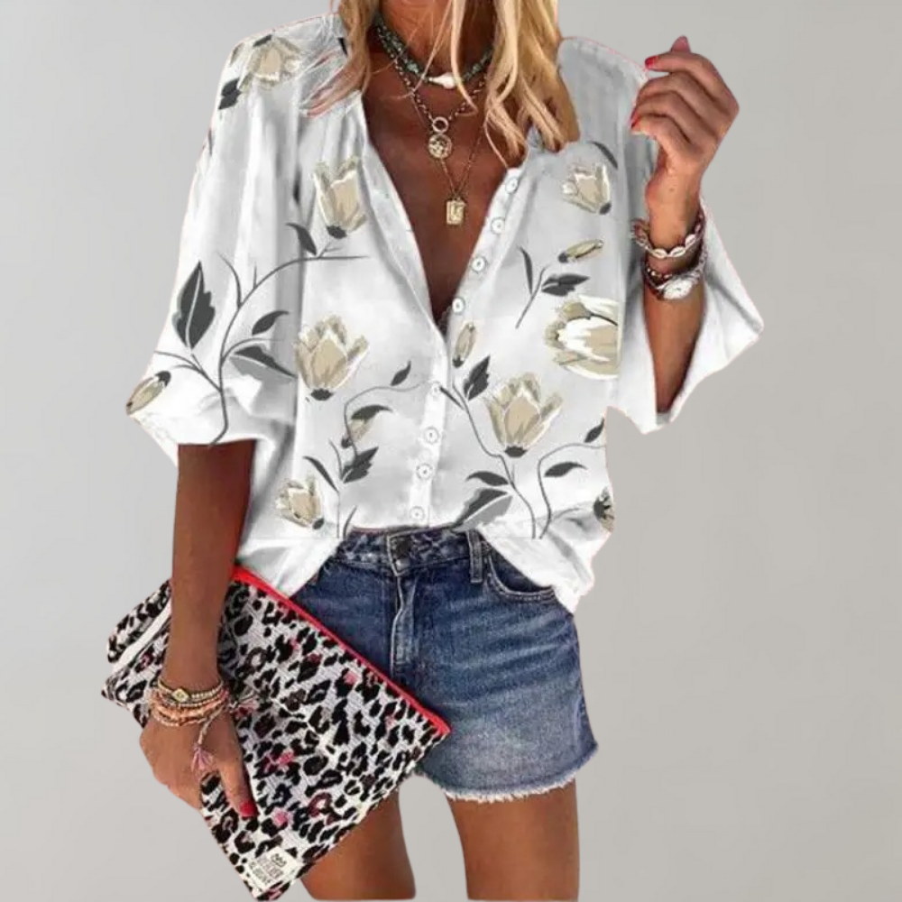 Loraine - Blouse with floral print for women