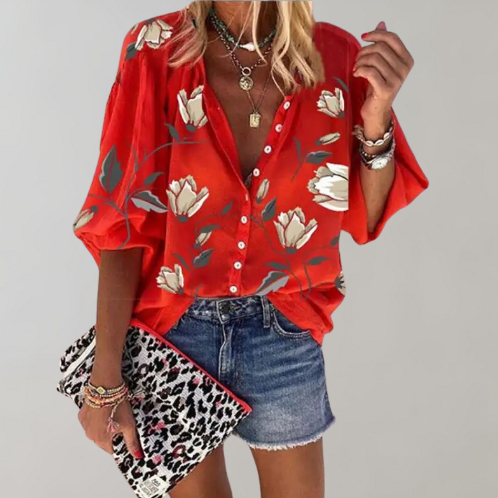 Loraine - Blouse with floral print for women