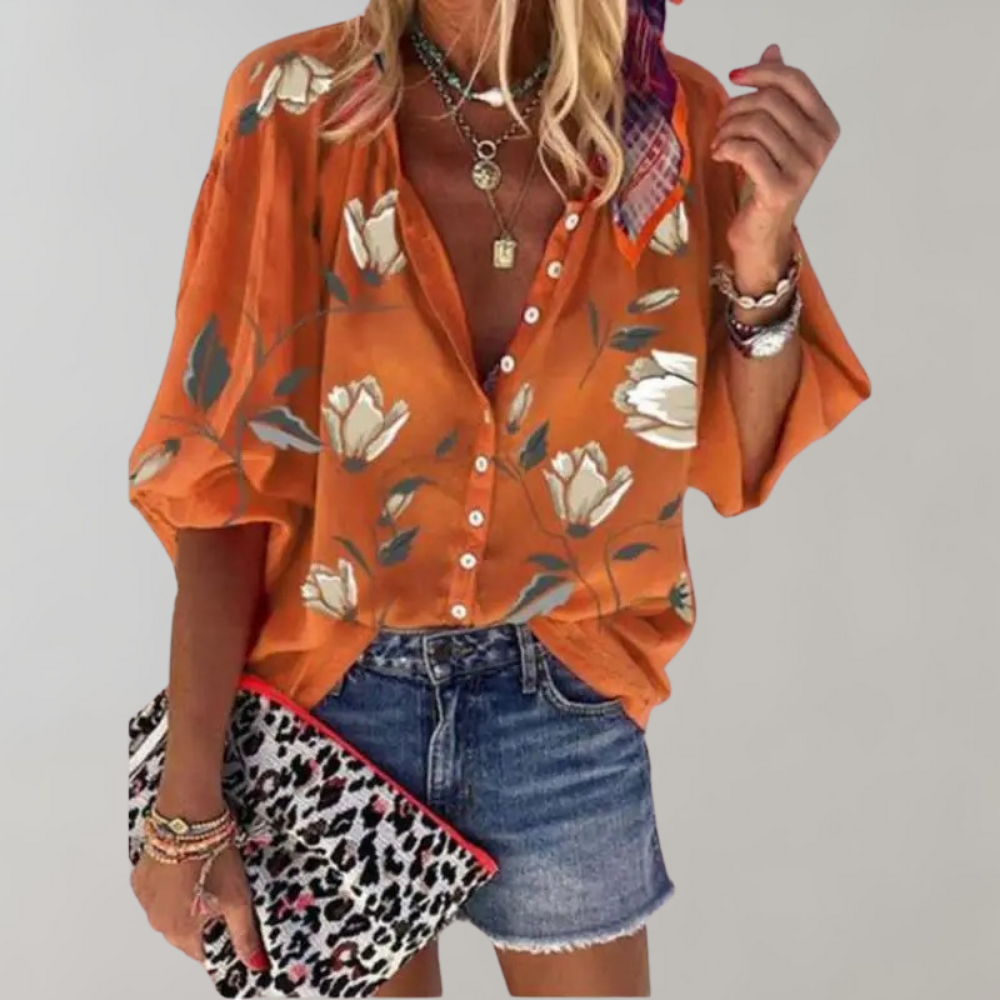 Loraine - Blouse with floral print for women