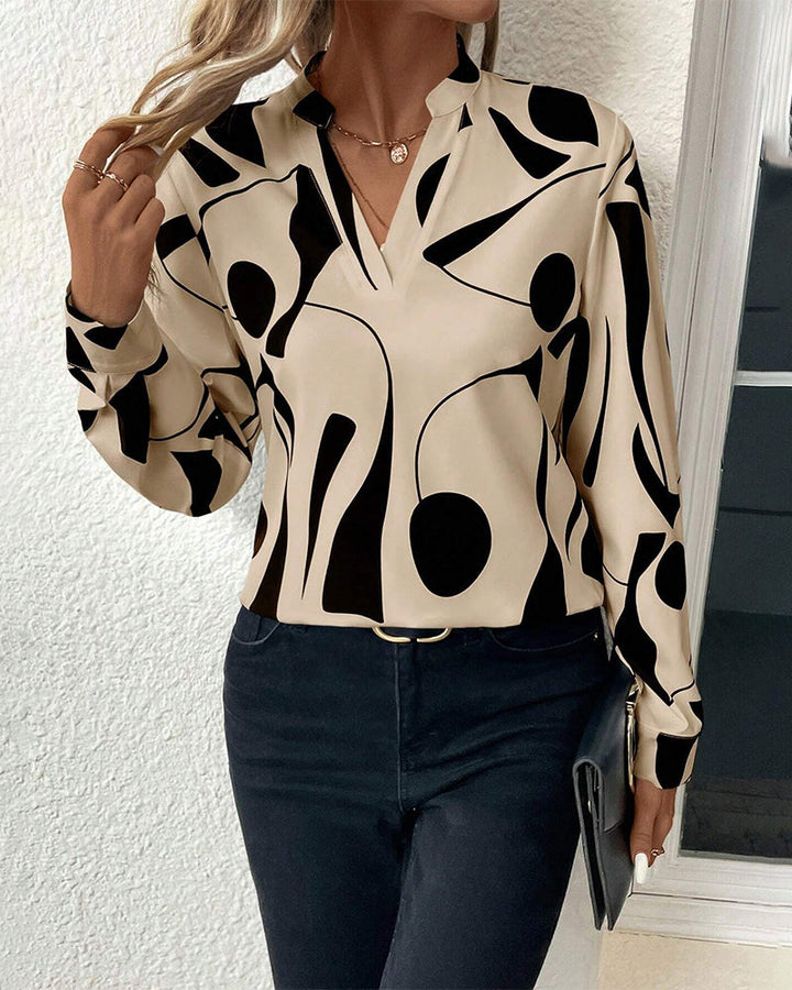 Hailey - Printed blouse with high collar