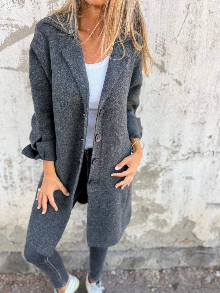 Dow - Casual long coat with lapel for fall